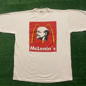 Vintage 90s McLenin's USSR Soviet T-Shirt McDonalds Parody Communist Spoof L